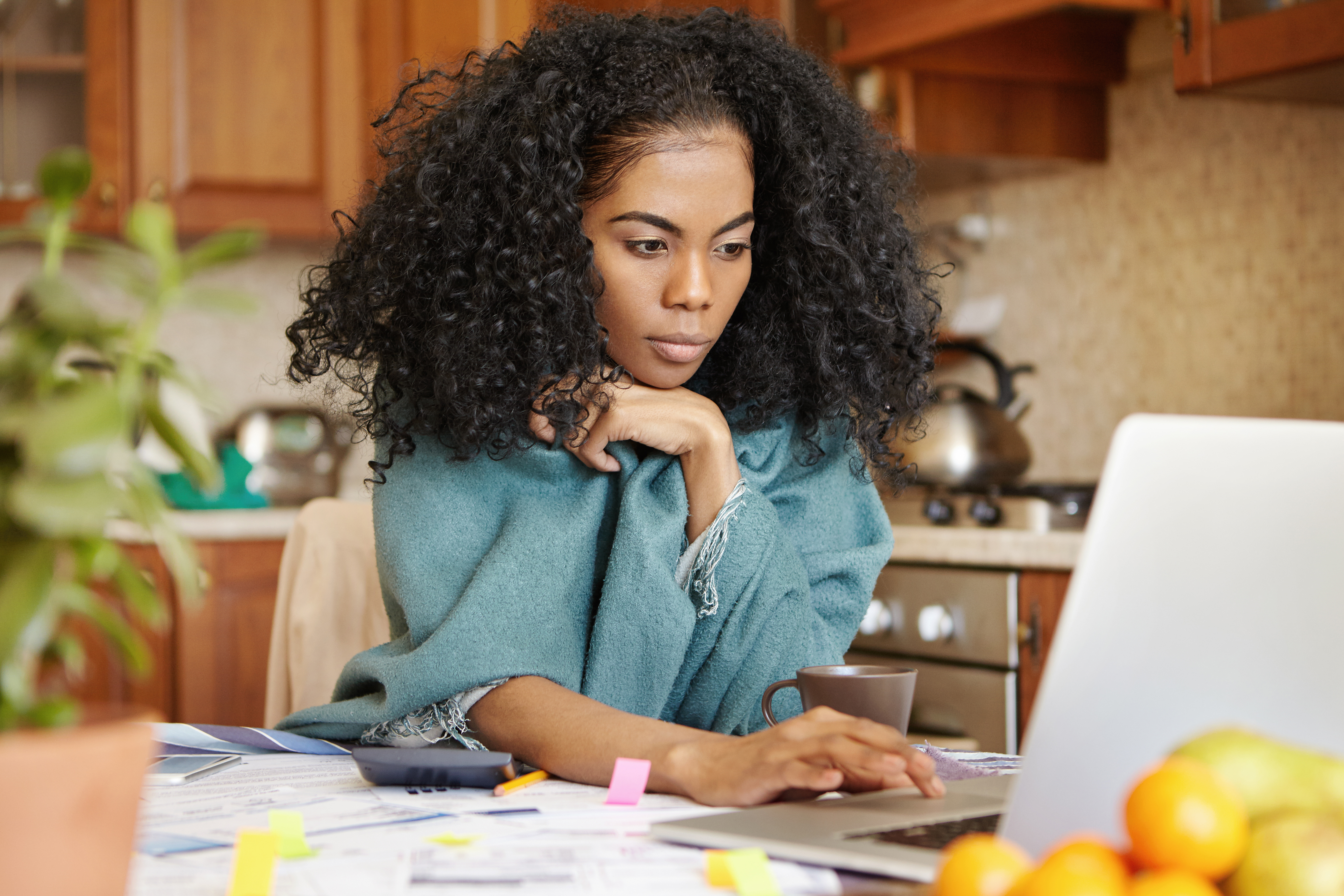 Person checking finances